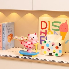ドーパミン招財波点猫入戸ドア鍵収納玄関置物リビング下駄箱かわいい家庭装飾品