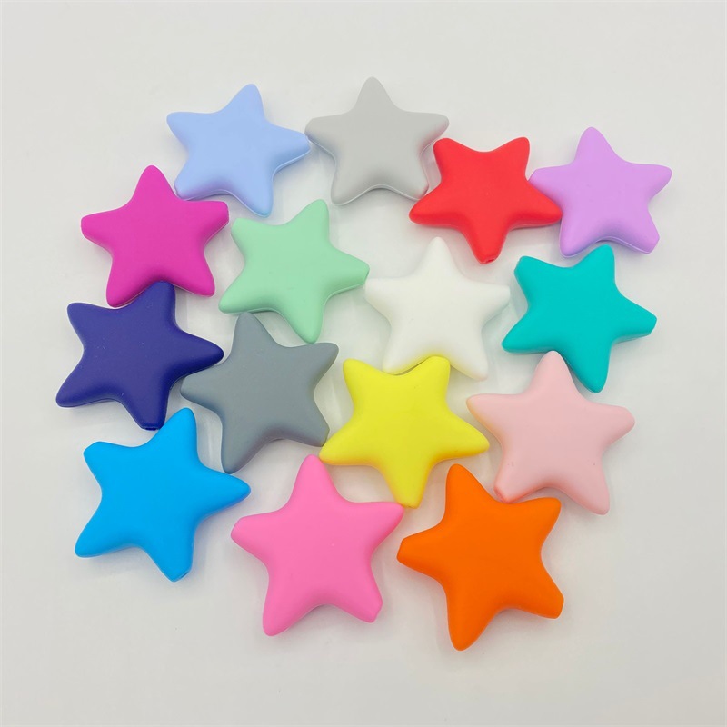Manufacturer supply five-pointed star silicone beads, baby food grade grinding teeth necklace DIY accessories beads