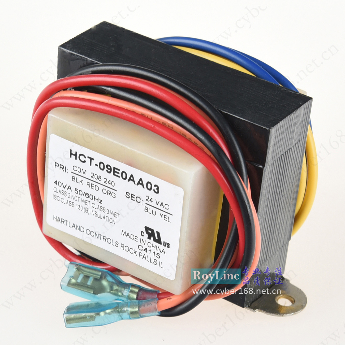 40VA 208V240V转24V导线UL CUL Hartland Controls美式隔离变压器