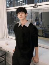 老钱风千鸟格拼接长袖t恤男装新款休闲痞帅高级感翻领POLO衫潮男