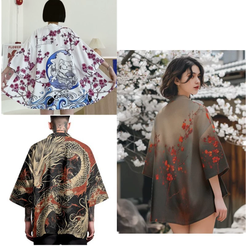 Китайский стиль укиё-э, японское кимоно, плащ, халат с перьями, домашняя одежда, 3D цифровая печать, прямая продажа с фабрики