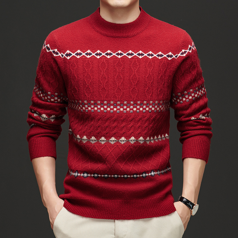 Factory Store 100 Pure Wool Sweater Men's 2025 Autumn and Winter New New Year's Day Japanese Year of the Year Big Red Sweater