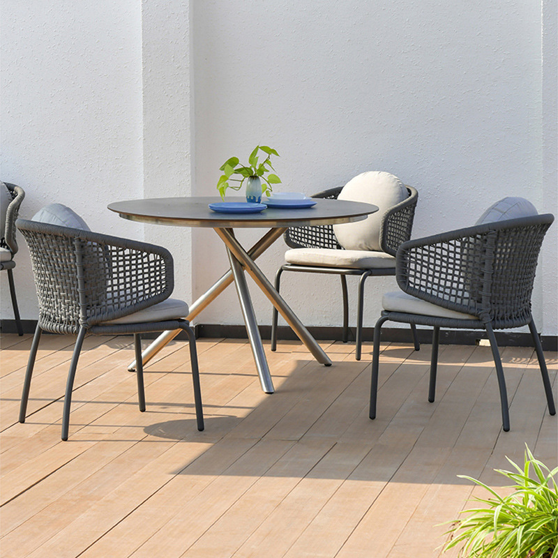 Al Aire Libre ratán Silla de ratán ocio mesa al aire libre y silla de tres piezas patio jardín Hotel balcón impermeable protección solar combinación