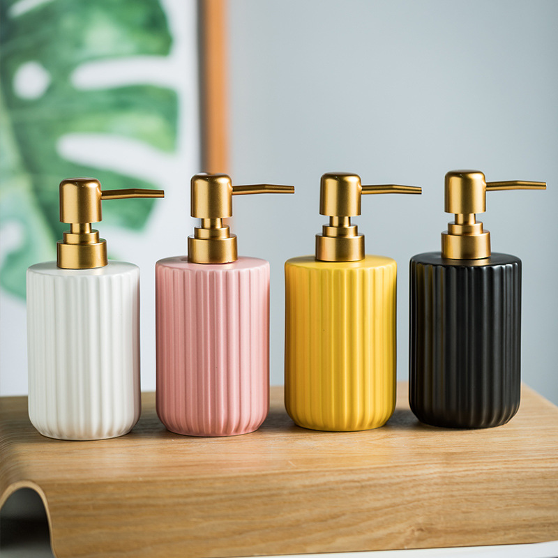 Dispensador de Jabón de Cerámica para Loción y Champú de Baño image 1