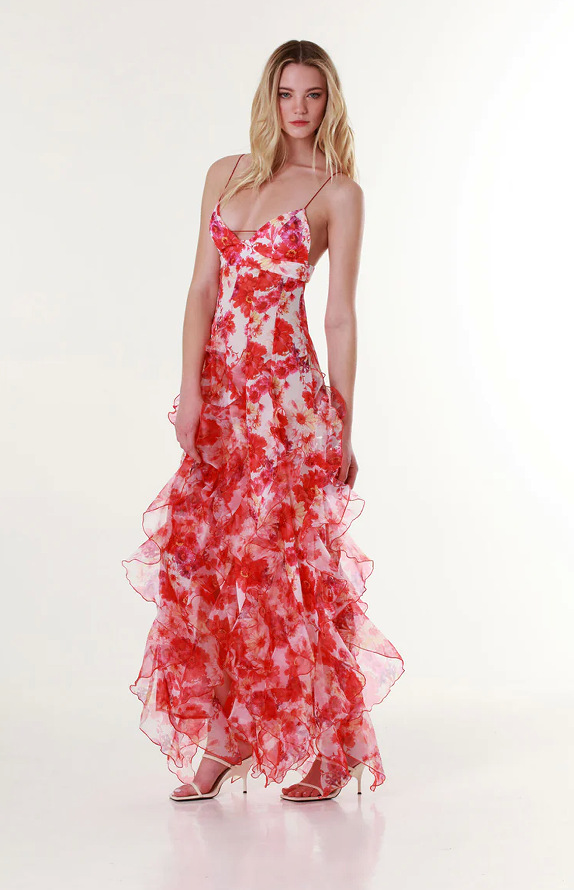 Flower Pattern Wholesale Women's Elegant Vacation Printing Flower Casual Holiday V Neck Strap Sleeveless Chiffon Dress