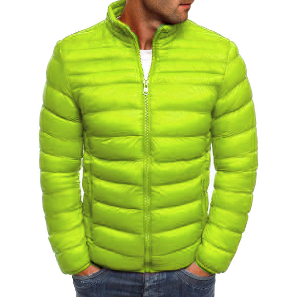 Chaqueta acolchada de algodón para hombres de comercio exterior 2019 Invierno nuevo color puro Chaqueta acolchada de algodón para hombres simple Cuello alto de moda Chaqueta acolchada de algodón de manga larga