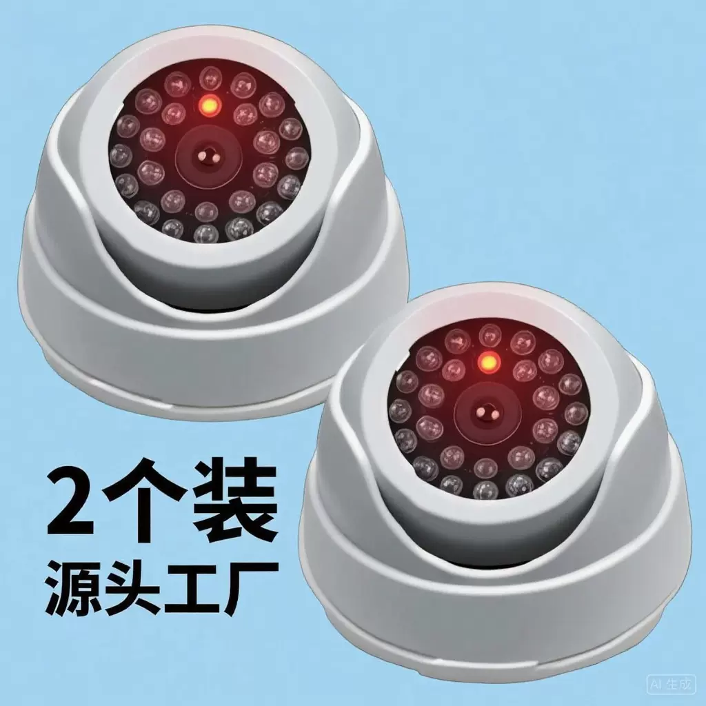跨境摄像头家用监控摄像头代发仿真海螺2个装大号带灯白色摄像头