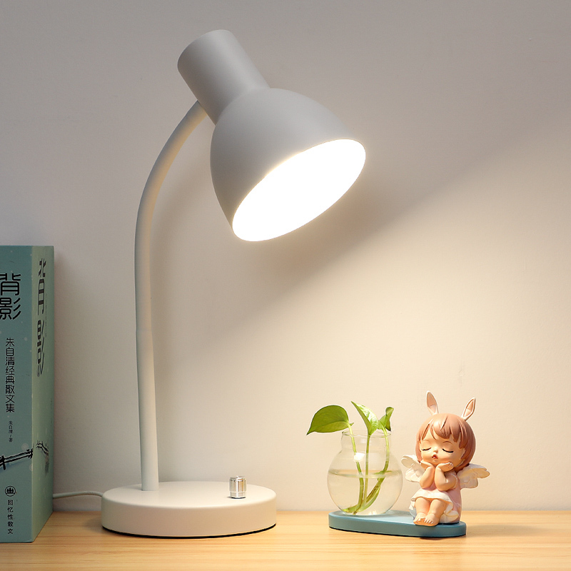 Eye Protection Led Desk Lamp Study Desk Dormitory Plug-In Student Kidsren's Desktop Metal Simple Office Reading Desk Lamp