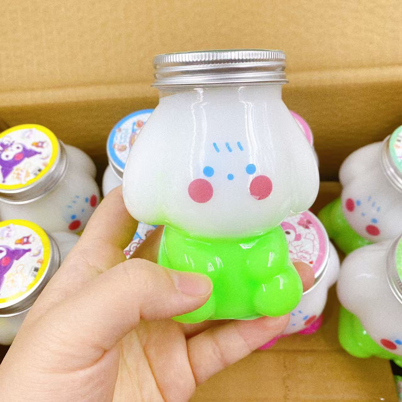 Nuevos dibujos animados abrazar leche goma espumante lindo barro de cristal juguetes de reducción de presión doble color falso acuarela barro al por mayor