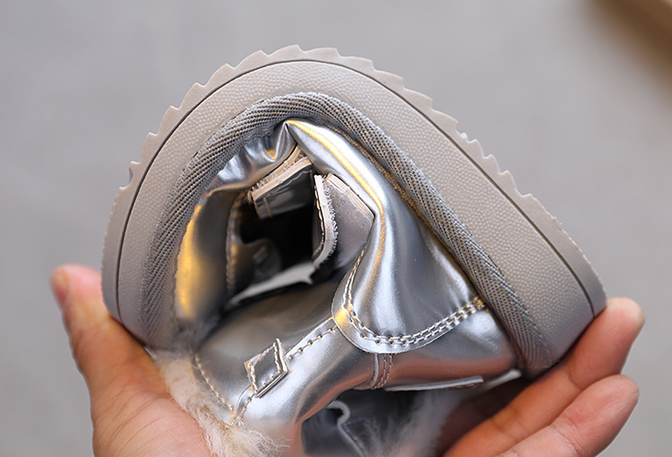 Children's snow boots New fashion girls' boots plus fleece thickened ankle boots waterproof boys' shoes cotton shoes_voghion.com