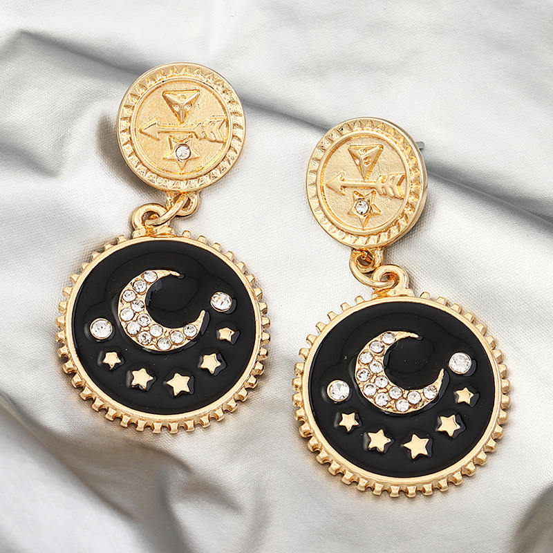 Fashion Retro Coin Star Moon Earrings display picture 3