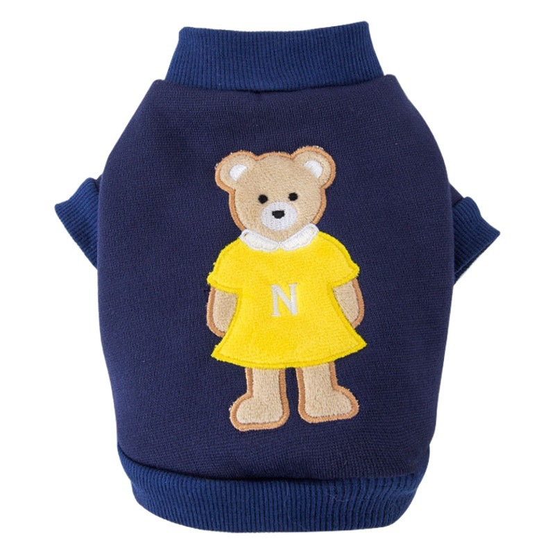Otoño e invierno perro estilo coreano lindo oso cuello redondo suéter mediano y pequeño perro gato dos pies caliente ropa para perros mascotas