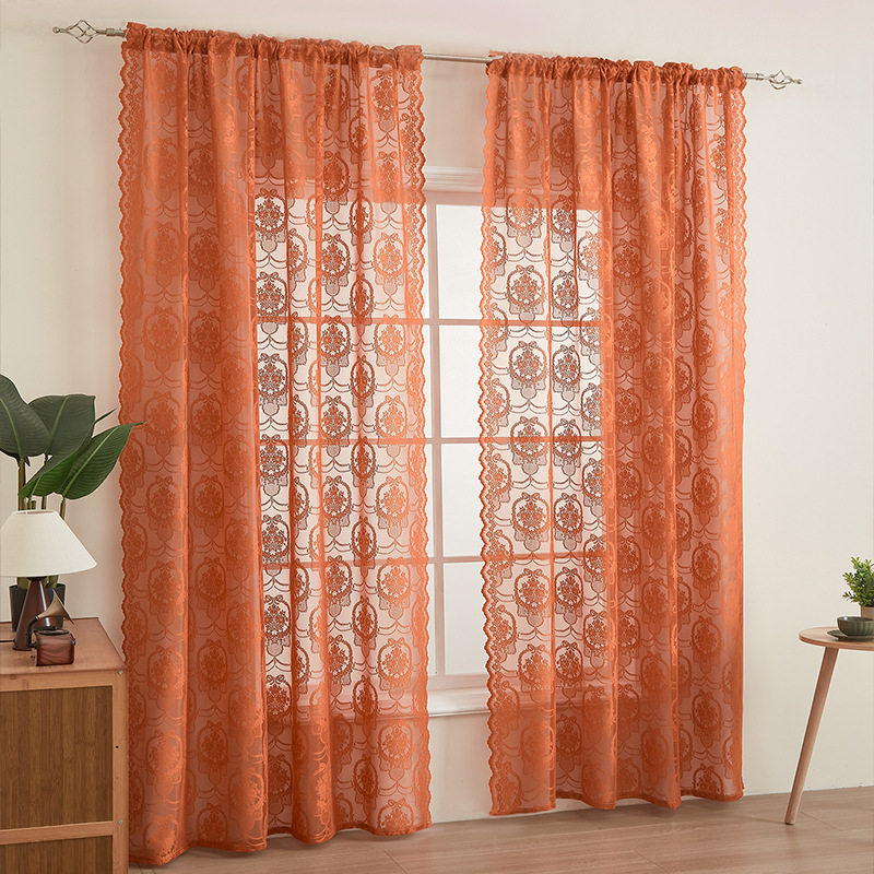 French-style Butterfly Blackout Rod Pocket Lace Fabric Curtains, W, No-drill Installation, Ready-made Curtains_voghion.com