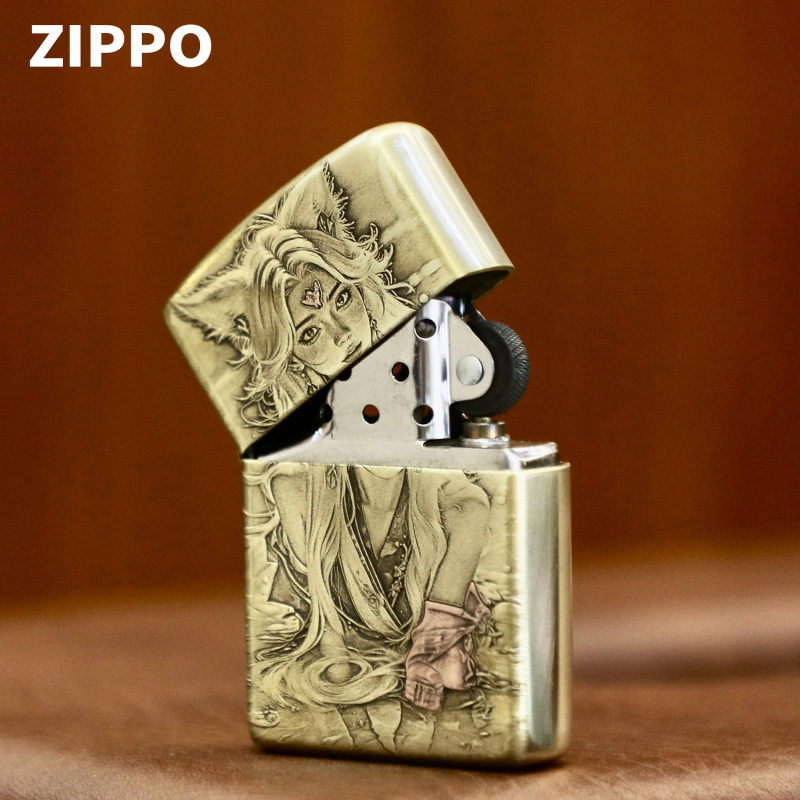 Zippo Zhibao 本物のライターブロンズ九尾キツネ女性パーソナライズされたギフト灯油砥石ギフト卸売|undefined