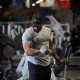 New tight T-shirt muscle men GYM Short sleeve men's outdoor fitness training clothes elastic thin slim round neck