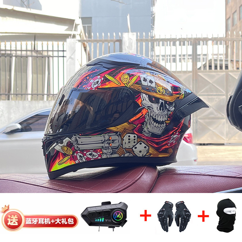 Casco de cola grande de motocicleta Jiekai Casco completo con auriculares Bluetooth Casco de conducción de motocicleta eléctrica de cuatro estaciones para hombre