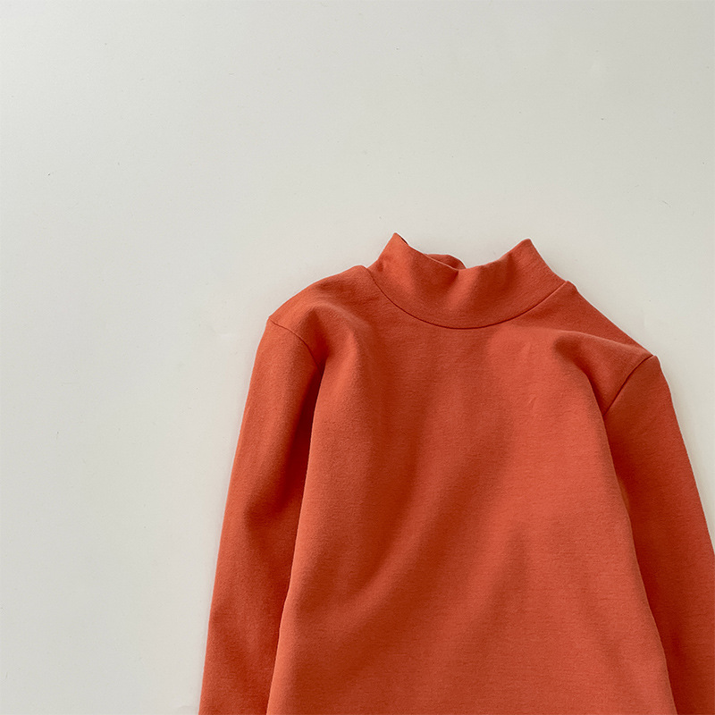 Camiseta de cuello medio elástica de 280 g para niños y niñas, estilo otoño 2026, talla 150-160