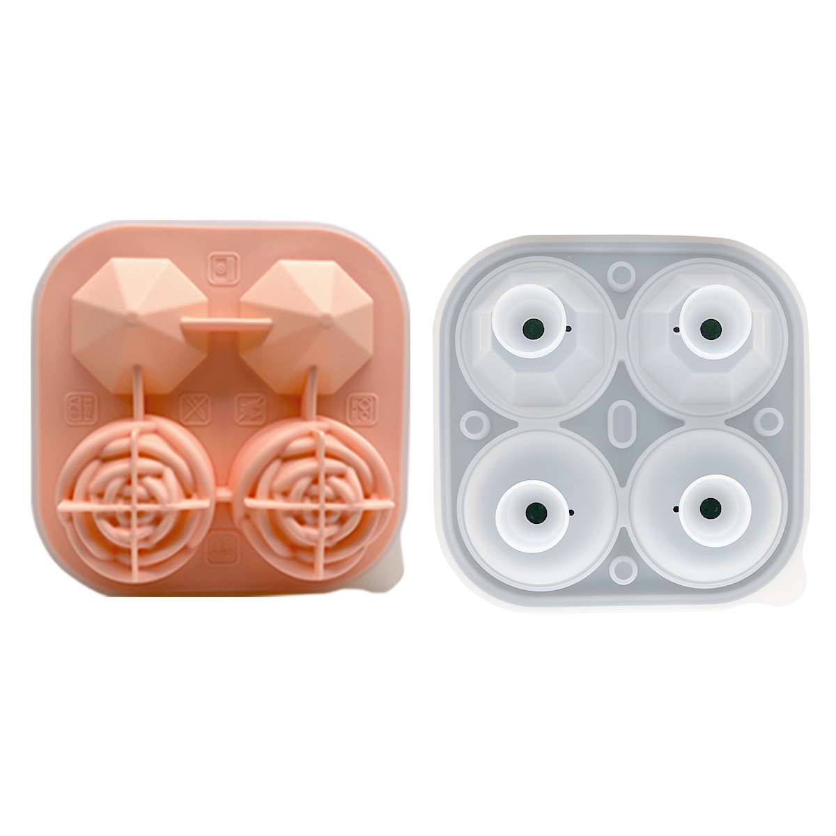 Caja de molde de hockey sobre hielo de silicona Ice Cube máquina de hielo 4-piece Rose whisky Comercial Grande cuadrado redondo image 44