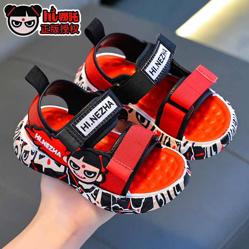 Genuine Nezha sandalias de verano para niños y niñas antideslizantes suela suave, sandalias de playa transpirables para niños de mediana edad y grandes