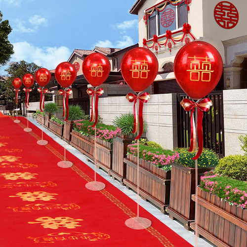 Wholesale wedding room guide wedding welcome layout balloon rural roadside decoration road guide column bracket outdoor red