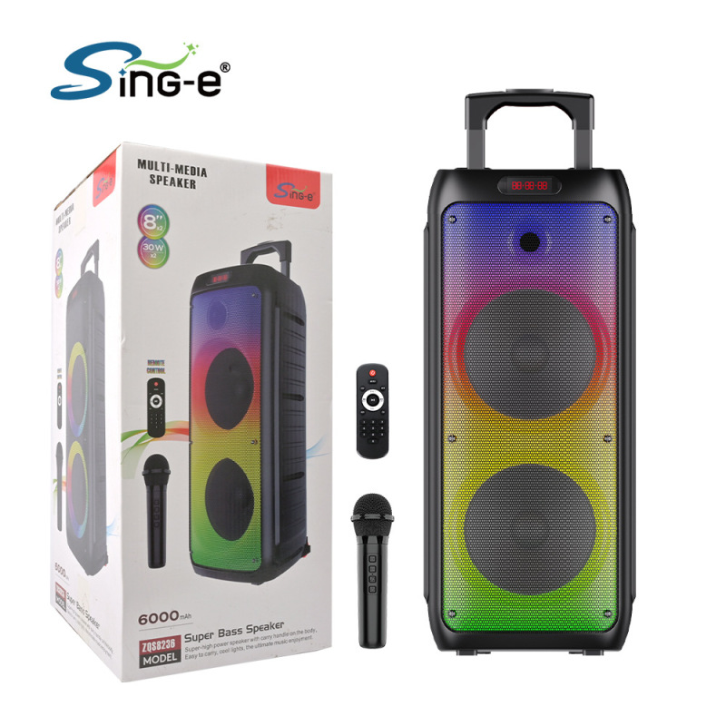Sing-e dec s8236外国貿易の爆発的なダブル8インチbluetoothスピーカー充電可能なマイクk歌カラーライトのリモコン|undefined