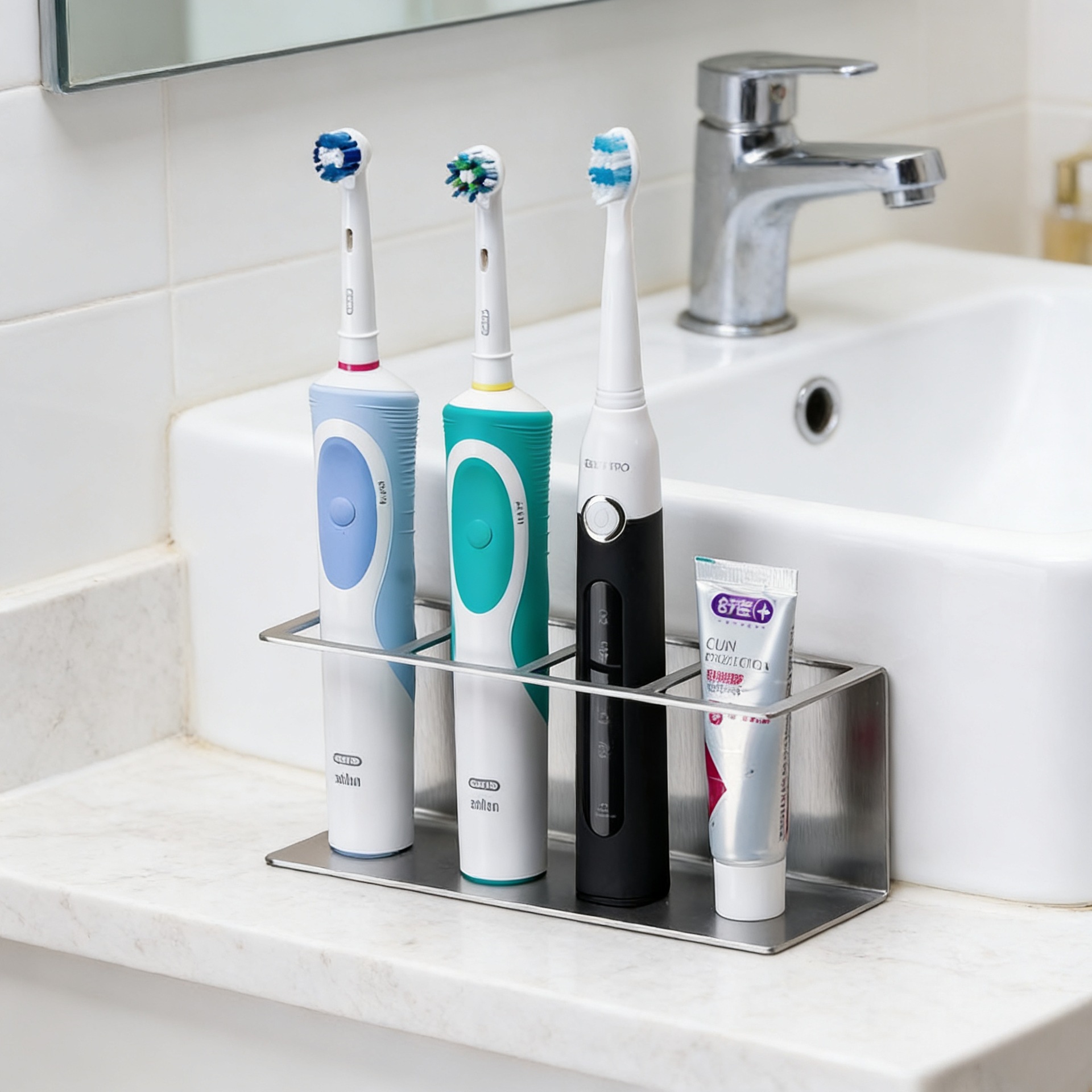 304ステンレス鋼製電動歯ブラシ収納ラック、浴室収納ラック、トイレ用歯磨き粉ラック