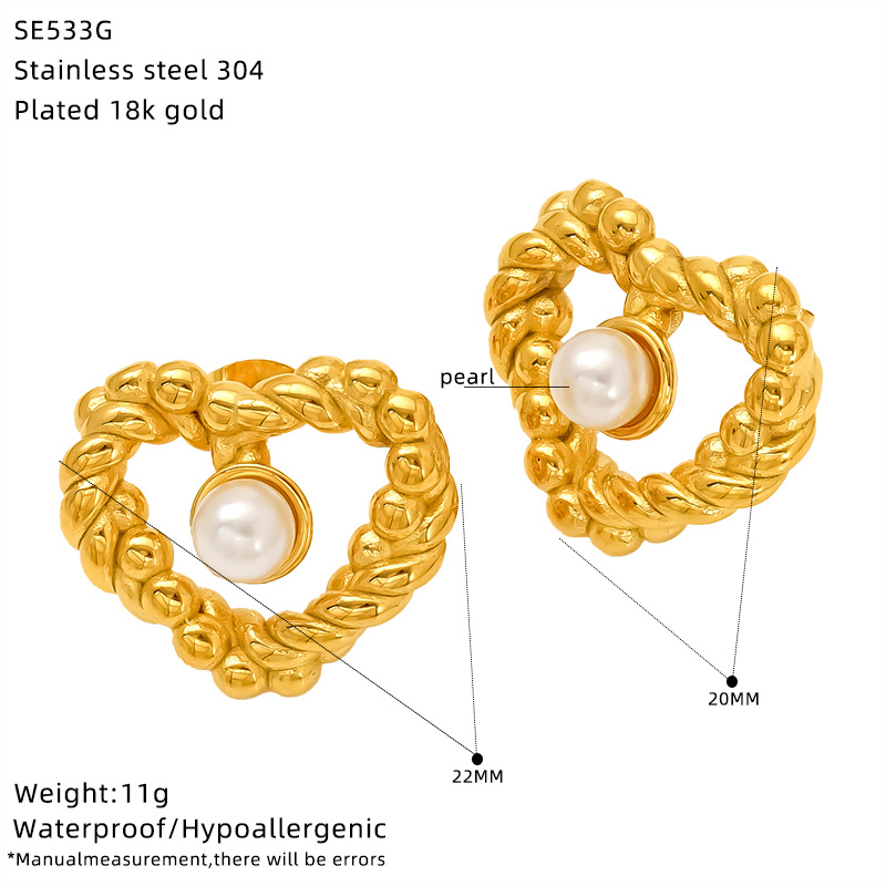 304 Stainless Steel Ear Needle Material 1 Pair Retro Classic Style Heart Shape Bow Knot 304 Stainless Steel Ear Studs