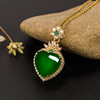 live broadcast Best Sellers love heart-shaped agate Set Emerald Chrysoprase Pendant Light extravagance new pattern High-end atmosphere Necklace