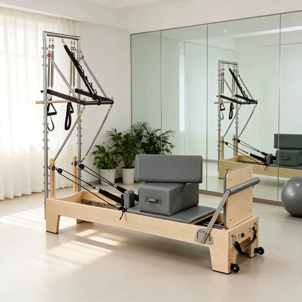Commercial Fitness Equipment Pilates Bed Maple Wood Semi-High Adjustable Comprehensive Training Device Spiral Wooden Yoga Equipment