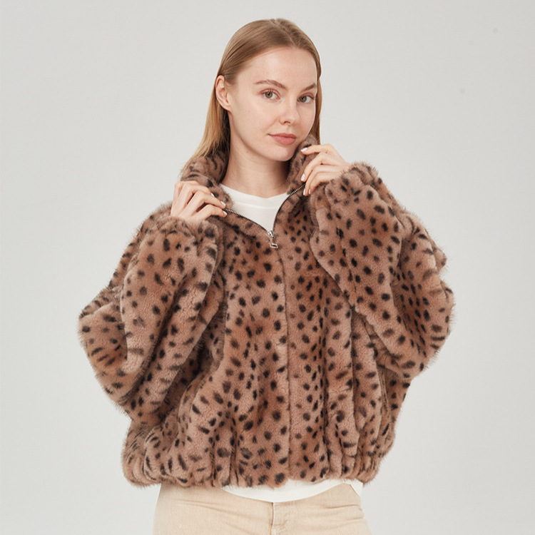 Korean Version 2026 Autumn and Winter New Totoro Leopard Print Faux Mink Coat Women's Faux Fur Round Neck Thickened Coat Foreign Trade