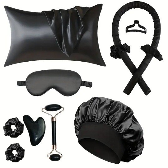 Comercio exterior transfronterizo sin rizador de calor, traje de venta caliente de Amazon, gorras para los ojos, gorros de ducha, sin calor, sin daño, almohada con cremallera individual