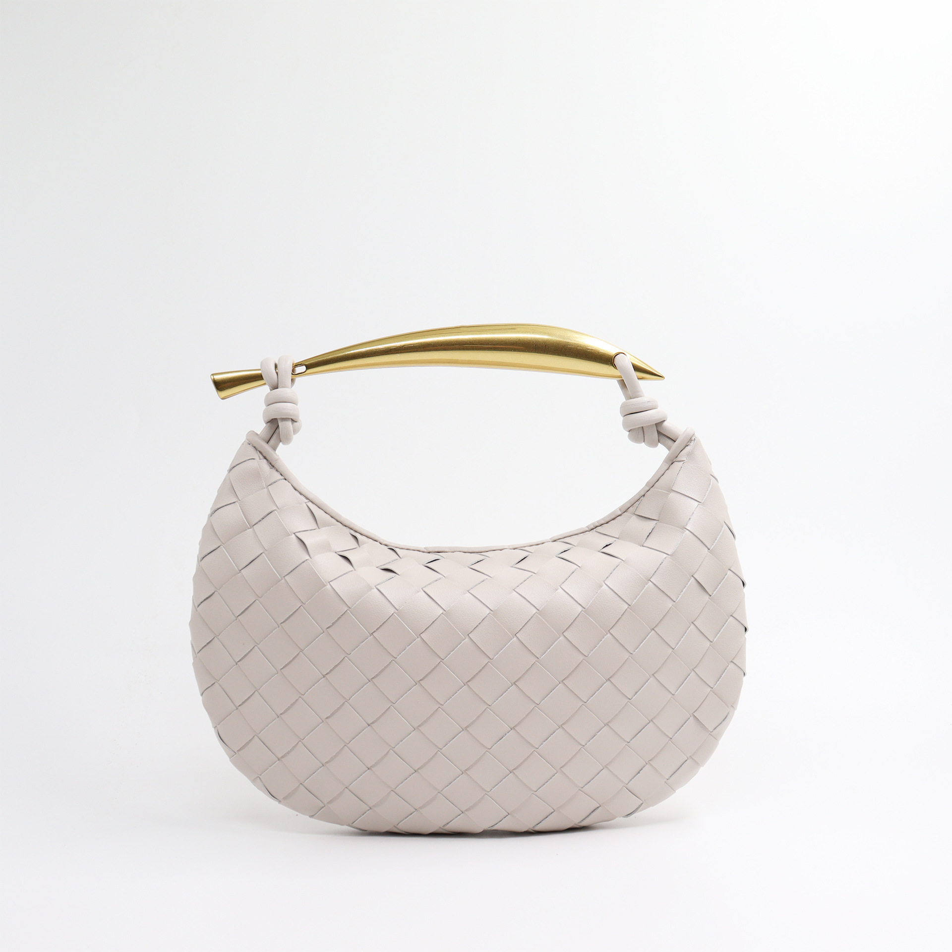 2024 venta caliente bolso tejido de tiburón bolso de bola de masa de mano de gran capacidad color sólido mango de metal bolso de cuero casual al por mayor