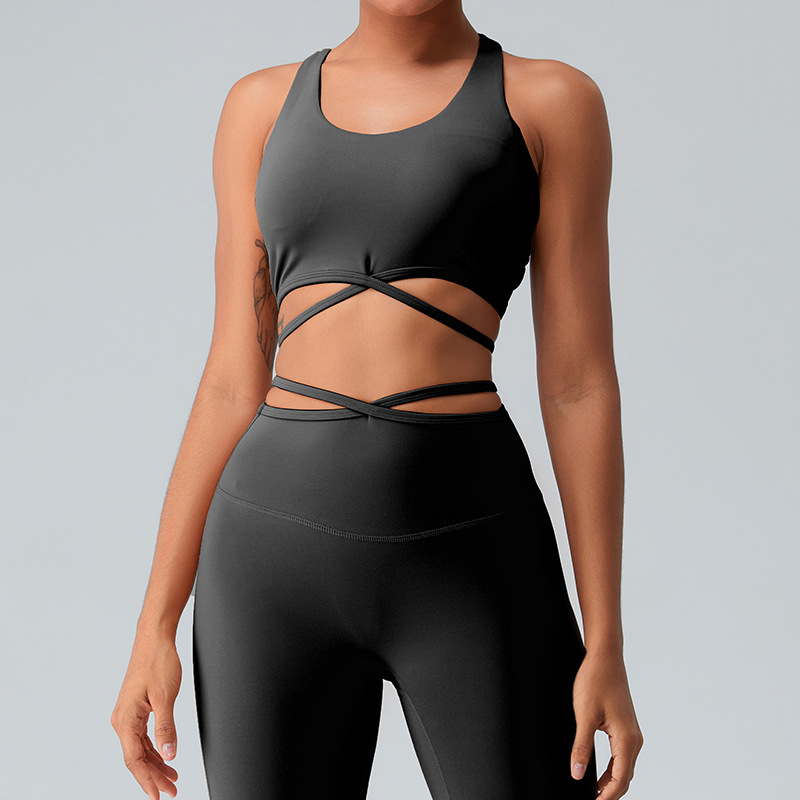 Transfronterizo europeo y americano sexy espalda ropa de yoga sujetador de las mujeres corriendo fitness chaleco en forma de I empujar hacia arriba a prueba de golpes ropa interior deportiva