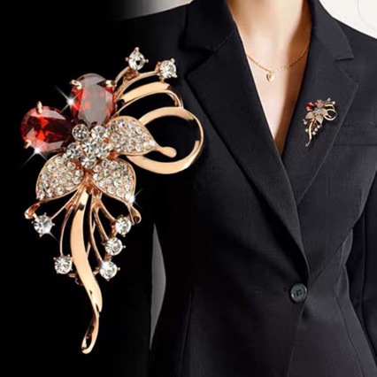 Fashionable Zircon Women's High-End Suit Floral Brooch Simple and Elegant Pin Coat Sweater Accessories Flower Brooch