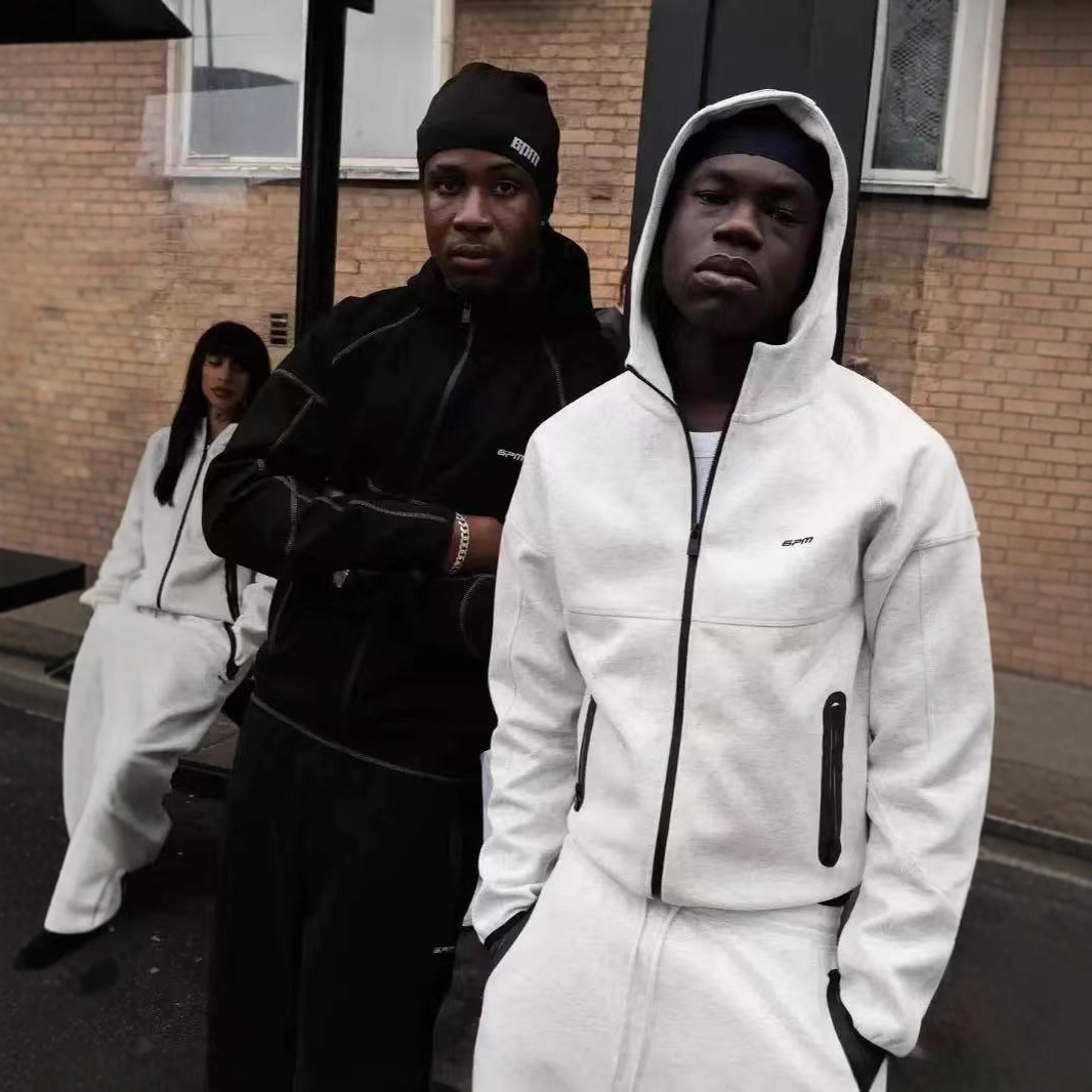 6PM重磅风行者跑步运动套装男春秋连帽卫衣外套休闲百搭收口长裤