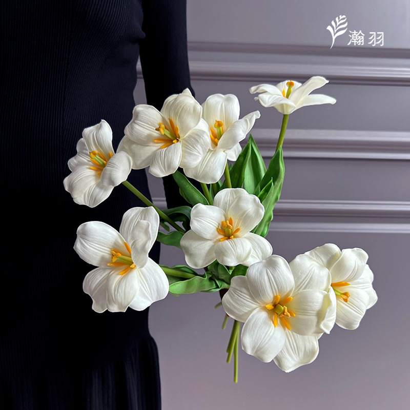 Pu Touch-Like Tulip Artificial Flowers, Wedding Floral Photography Props, Cross-Border Wholesale Home Decoration