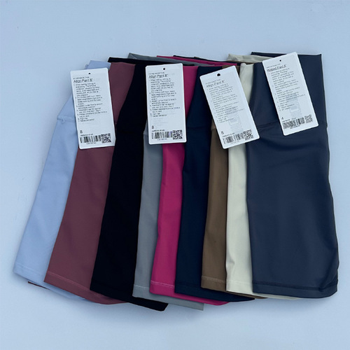 Manufacturer's new LULU sports high-waist tight shorts yoga wear nylon shorts women's tight high-elastic quarter pants