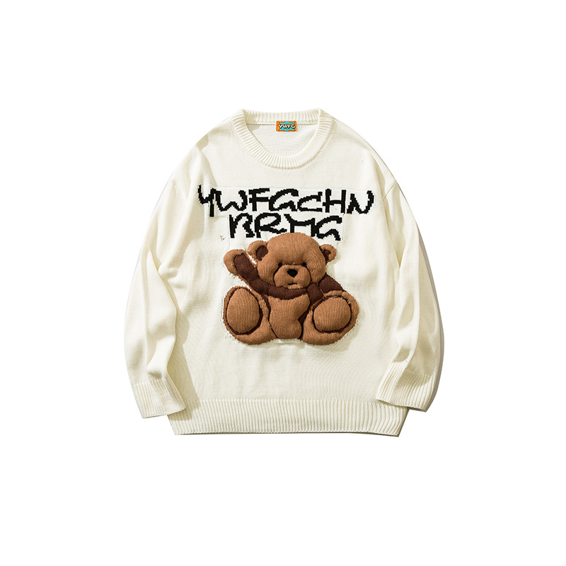 YWFG ropa de mujer americana retro dibujos animados cachorro 2024 primavera cardigans de cuello redondo manga larga suéter de punto image 8