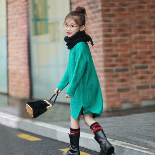 Girls Sweater  New Spring and Autumn Fashionable Autumn Clothes Girls' Long Turtleneck Sweaters Children's Knitted Sweaters Children's Clothes