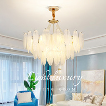 法式客厅吊灯羽毛玻璃复古珍珠装饰简约现代浪漫轻奢卧室灯餐厅灯