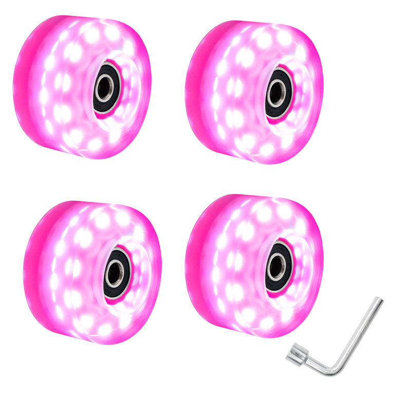 Alto flash de seis luces de doble fila zapatos de patinaje sobre ruedas rueda luminosa patines de cuatro ruedas rueda intermitente pista de patinaje rueda interior rueda al aire libre