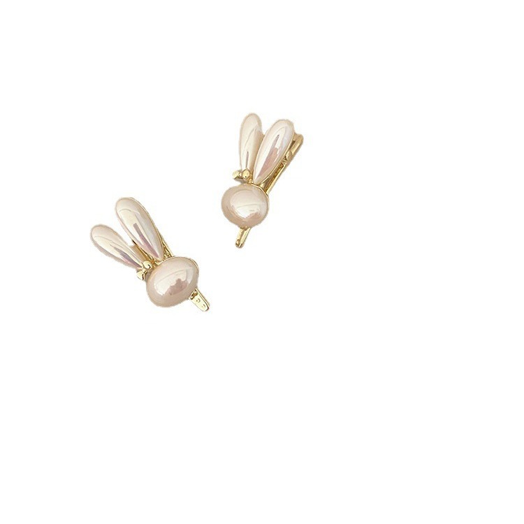 Sponka do vlasů Bunny Pearl, ženská boční sponka, čelenka, sponka s ofinou, čelo, zlomená sponka do vlasů, vlasové doplňky, sponka s kachním zobákem_voghion.com