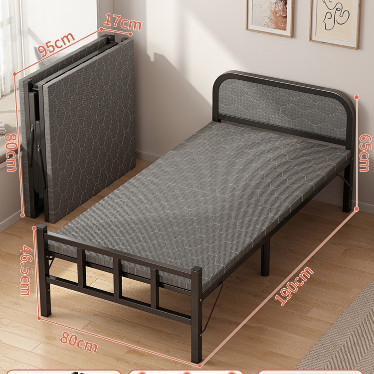 Cama plegable hogar individual cama simple cama supletoria 1,2 m reforzado almuerzo cama pequeña casa de alquiler adulto placa dura cama de hierro