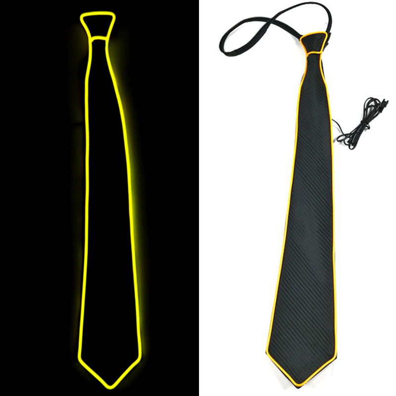 Corbata LED novedosa con luz EL para fiestas de disfraces, bares, accesorios de iluminación para discotecas, corbata intermitente con diez opciones de color.