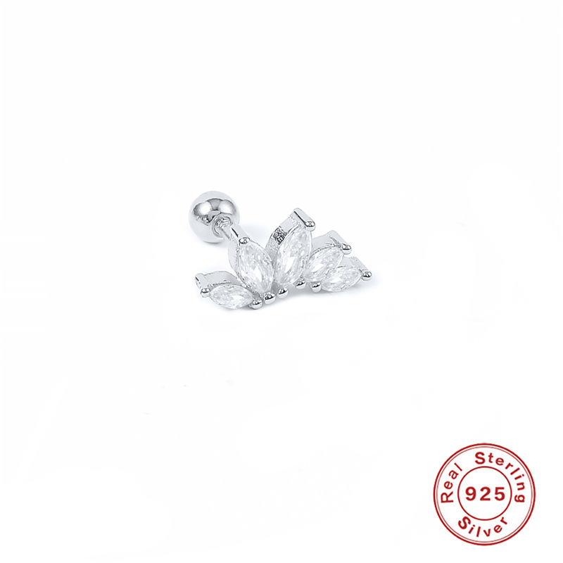 3g Weight Zircon Inlay Material Ear Studs Classification 1 Piece Quantity Daily Occasion 925 Sterling Silver Material Geometric Pattern Women'S Gender Plating Design Fashion Style 1 Piece Ear Cartilage Rings & Studs Fashion Geometric 925 Sterling Silver Plating Zircon 4