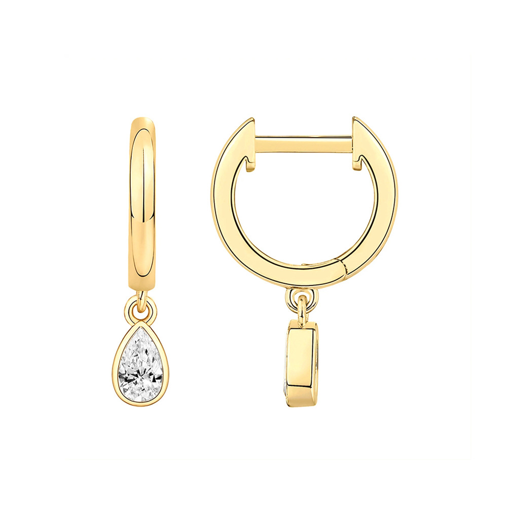 Fashion Cross Sterling Silver Inlaid Zircon Drop Earrings 1 Pair