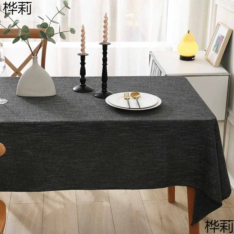 Скатерть из темно-черной хлопчатобумажной и льняной ткани, длинная скатерть для конференц-стола, льняная утолщенная однотонная высококачественная скатерть