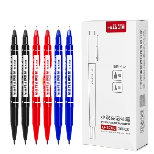 Huajie factory wholesale oil-based double-ended marker large capacity quick-drying label pen lining pen water-resistant marker