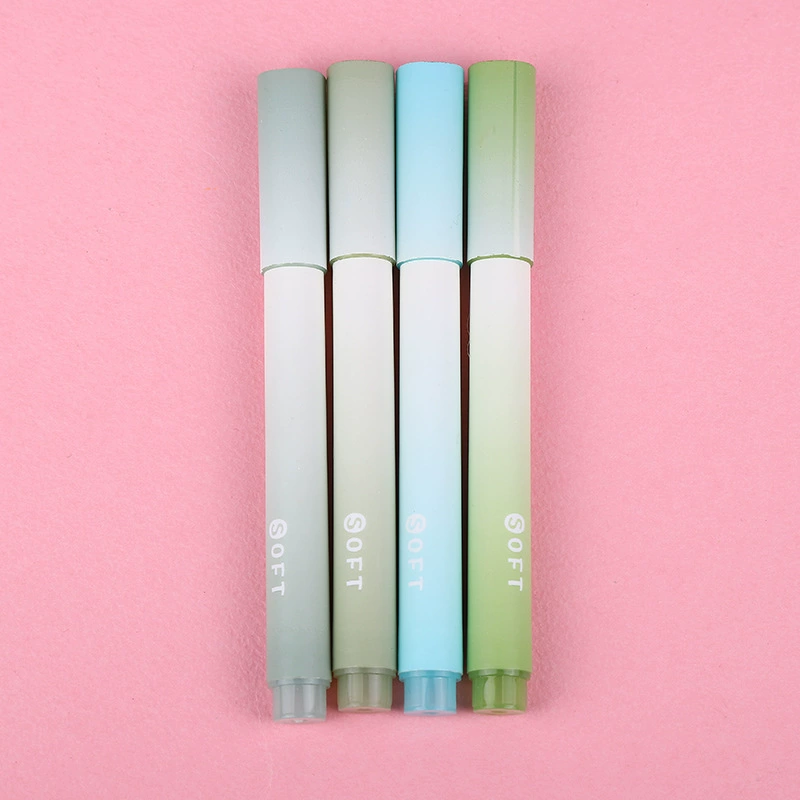 Fluorescent Gradient Highlighter Set, 4‑Pack Pastel Shades, large-capacity & eye-friendly