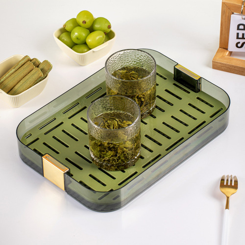 Light luxury tea tray tea cup tray rectangular modern small living room water storage plastic water cup drain tray home